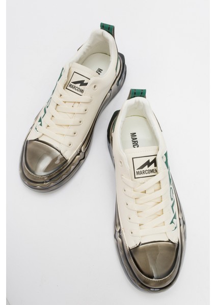 Erkek Kalın Taban Bağcıklı Günlük Sneaker Gerçek Deri Mc 20036 Beyaz/yeşil indirimleri