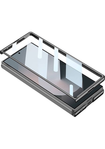 Samsung Galaxy Z Fold 6 Kılıf Ultra Ince Kamera Korumalı Pc + Deri Arka Yüzey X - Pro Kapak - Siyah modelleri