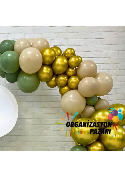 Balon Seti Krom Gold-Deniz Kumu-Okaliptus 60 Lı Balon Zinciri Seti fırsatları