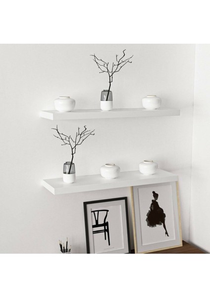 Tekno Trust 12 cm Beyaz Uçan Duvar Rafı 2 Li Set Gizli Raf Iskandinav 50 cm Beyaz Iskandinav Suntalam