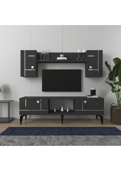 Madera 150 cm Tv Ünitesi Takımı Antrasit-Gümüş fiyatları