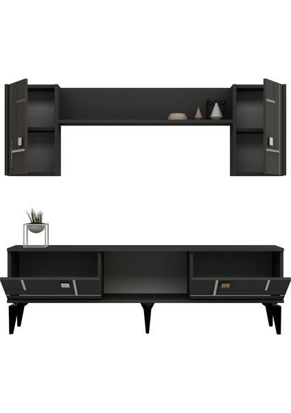 Madera 150 cm Tv Ünitesi Takımı Antrasit-Gümüş fırsatları