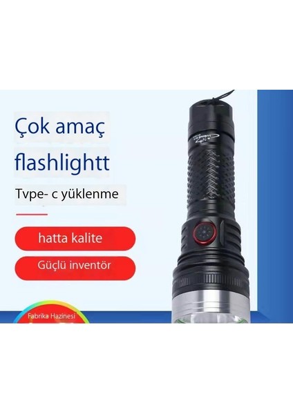 Süper Parlak Şarj Edilebilir Dış Mekan Yüksek Güçlü Taşınabilir El Feneri (Yurt Dışından)