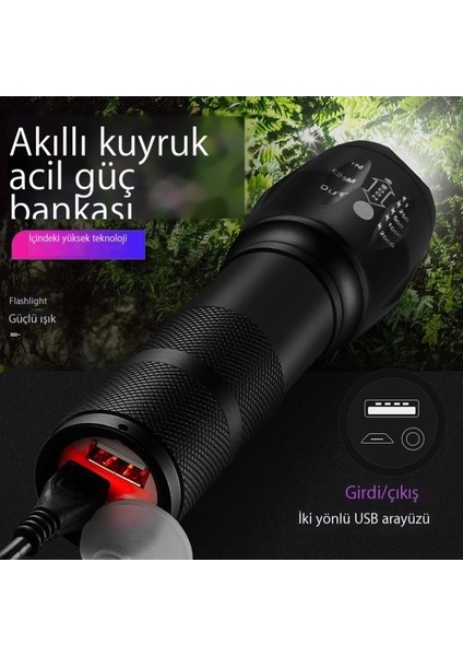 Mini Parlak El Feneri USB Şarj Edilebilir LED Ev Kullanımı Için Uzun Menzilli Küçük El Feneri (Yurt Dışından)