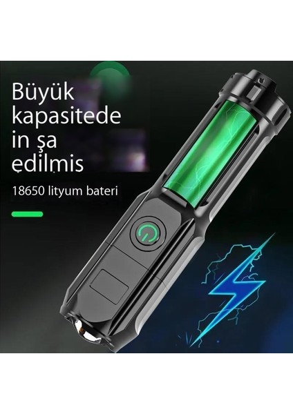 El Feneri Güçlü Işık Şarj Edilebilir Ev Dış Mekan Taşınabilir Dayanıklı Uzun Menzilli Ultra Parlak LED El Feneri (Yurt Dışından)