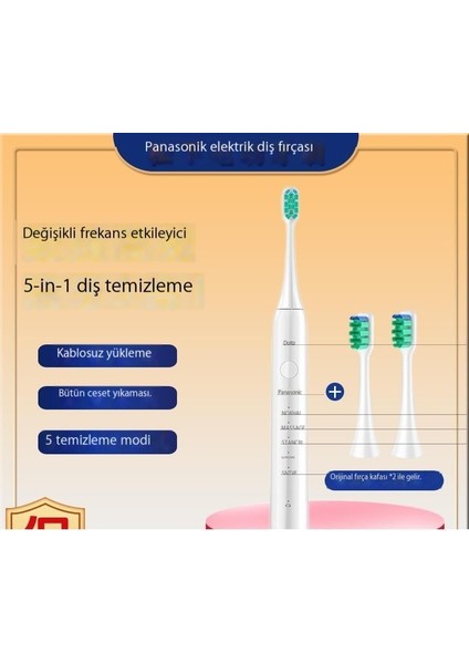 Frekans Dönüşümlü Elektrikli Diş Fırçası Sonic Tam Otomatik Yetişkin Erkek ve Kadın Yumuşak Saç Tam Vücut Yıkanabilir (Yurt Dışından)