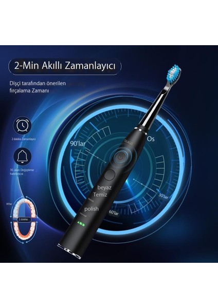 Yetişkin Sonic Elektrikli Diş Fırçası Tam Otomatik Akıllı Beyazlatma Yedek Şarj Edilebilir Diş Fırçası (Yurt Dışından)
