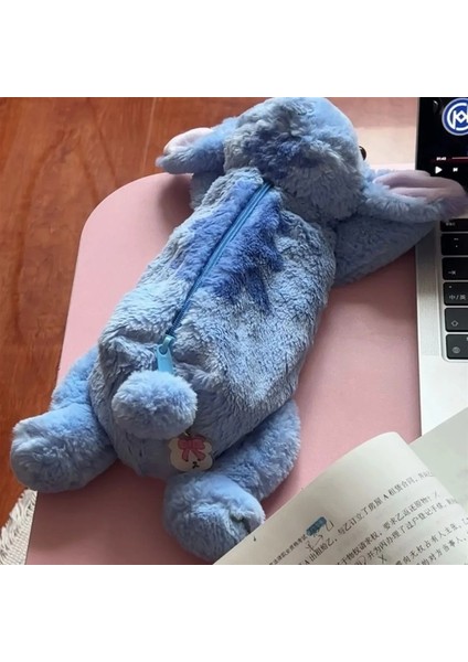 Öğrenciler ve Çocuklar Için Mavi Dikiş Peluş Kalem Çantası Sevimli Karikatür Bebek Kırtasiye Çantası (Yurt Dışından)