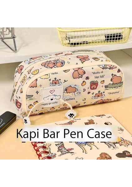 Kapibala Kalem Çantası Öğrenci Sevimli Büyük Kapasiteli Çok Katmanlı Leke Tutmaz Flip-Top Kırtasiye (Yurt Dışından) fiyatları