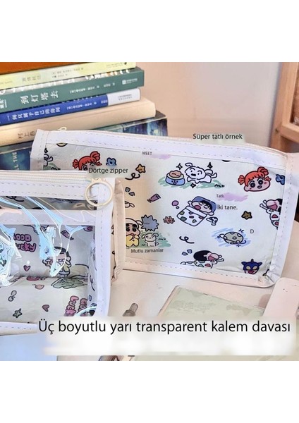 Xiaoxin Baskılı Yarı Saydam Kalem Kutusu Büyük Kapasiteli Japon Öğrenci Kırtasiye Saklama Çantası (Yurt Dışından) modelleri
