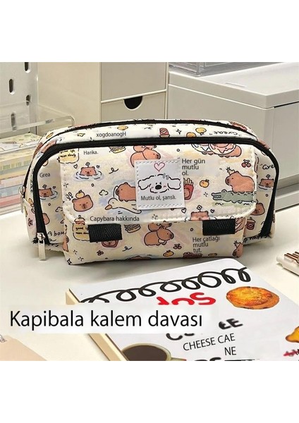 Kapaklı Kalem Çantası Öğrenci Kırtasiye Kalem Çantası Büyük Kapasiteli Karikatür Çok Fonksiyonlu Kalem Kutusu (Yurt Dışından) fiyatları