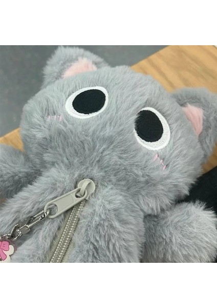 Peluş Yavru Kedi Kalem Çantası Sevimli Masaüstü Karikatür Büyük Kapasiteli Öğrenci Kırtasiye Malzemesi Saklama Çantası (Yurt Dışından)