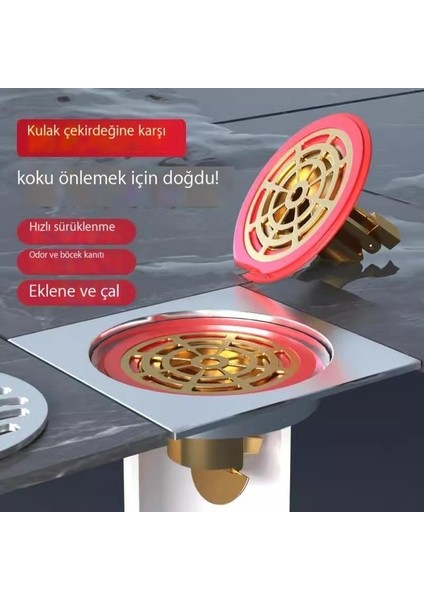 Yer Drenajı Koku Giderici Banyo Kanalizasyon Borusu Drenaj Çıkışı Büyük Filtre Evrensel Mühürlü Tamamen Bakır Iç Çekirdek Kapağı (Yurt Dışından)