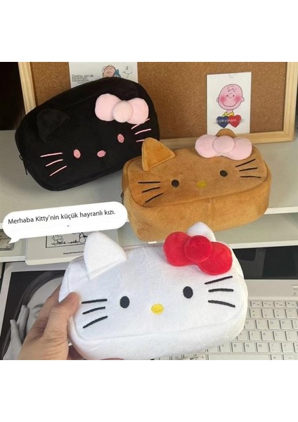 Siyah Kalem Kutusu Peluş Karikatür Öğrenci Kalem Kutusu Saklama Çantası (Yurt Dışından)