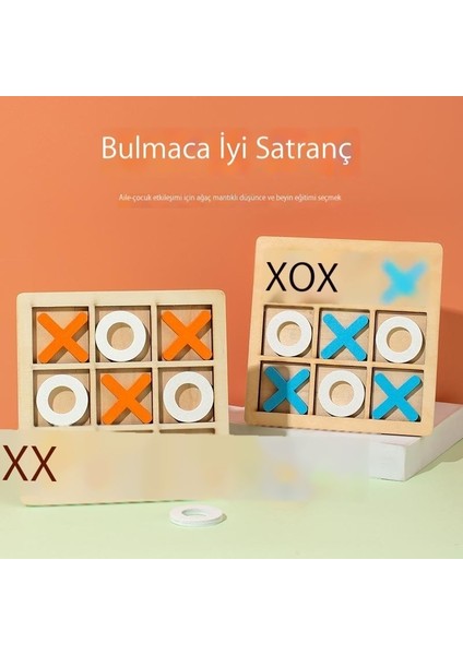 Ahşap Tic-Tac-Toe Oyuncak Çocuk Eğitici Mantıksal Düşünme Eğitimi Iki Kişilik Interaktif Masa Üstü Oyunu (Yurt Dışından)