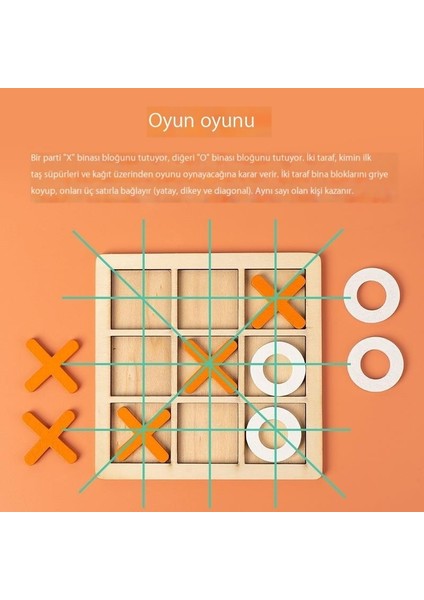 Ahşap Tic-Tac-Toe Oyuncak Çocuk Eğitici Mantıksal Düşünme Eğitimi Iki Kişilik Interaktif Masa Üstü Oyunu (Yurt Dışından)