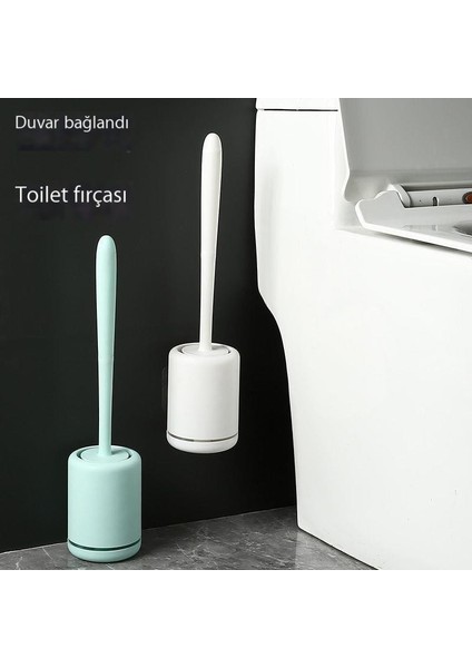 Tuvalet Fırçası Ev Fırçası Hiçbir Ölü Açı Duvara Monte Tuvalet Fırçası Seti Çok Fonksiyonlu Aşınmaya Dayanıklı Banyo Artefaktı (Yurt Dışından)