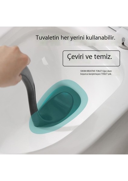 Kuğu Şeklindeki Tuvalet Fırçası Ev Ölü Uçları Olmayan Uzun Saplı Tuvalet Fırçası Taban Seti ile Banyo Temizleme Fırçası (Yurt Dışından)