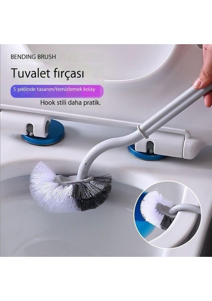 Tuvalet Fırçası, Kör Uçları Olmayan Yumuşak Kıllı Tuvalet Fırçası, Tuvalet Temizleme Fırçası, Klozet Dirseği Tuvalet Fırçası (Yurt Dışından)