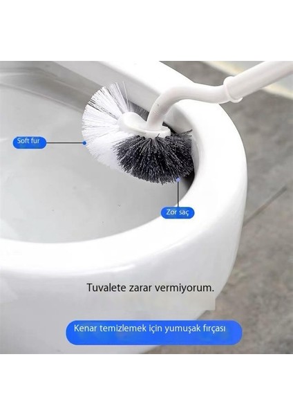 Tuvalet Fırçası, Kör Uçları Olmayan Yumuşak Kıllı Tuvalet Fırçası, Tuvalet Temizleme Fırçası, Klozet Dirseği Tuvalet Fırçası (Yurt Dışından)