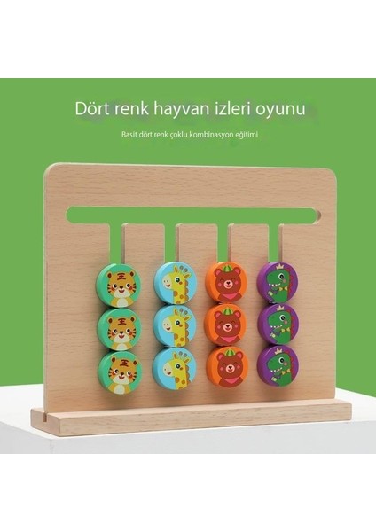 Content dolls Ahşap Hayvan Dört Renkli Mantık Dinozor Hareketi Satranç Bebek ve Yürümeye Başlayan Çocuk Erken Eğitim Aydınlanma Öğretim Yardımcıları Labirent Oyunu Çocuk Bulmacası (Yurt Dışından)