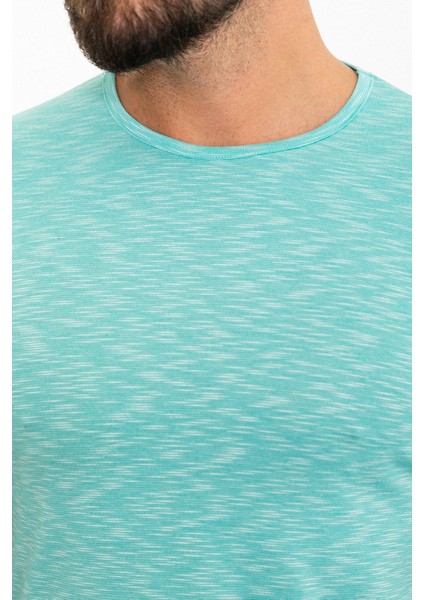 Kırçıllı Yeşil Slim Fit Bisiklet Yaka Erkek T-Shirt fiyatları