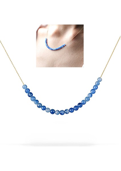 Doğal Lapis Taşlı Altın Kolye 77498