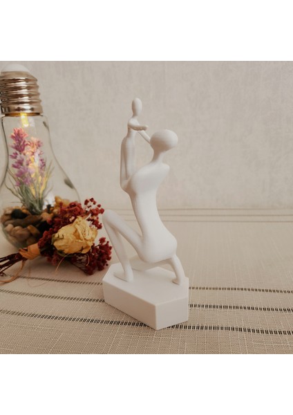 Anne ve Bebek Modeli Iskandinav Tarzı Biblo Heykel Figür Dekor Dekorasyon 3D 3 Boyutlu Altındal Home