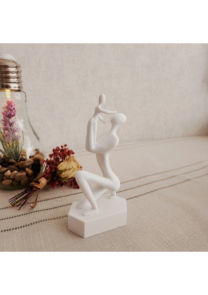 Anne ve Bebek Modeli Iskandinav Tarzı Biblo Heykel Figür Dekor Dekorasyon 3D 3 Boyutlu Altındal Home
