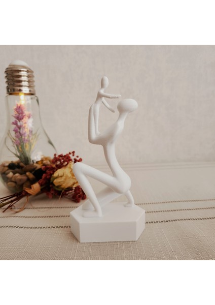 Anne ve Bebek Modeli Iskandinav Tarzı Biblo Heykel Figür Dekor Dekorasyon 3D 3 Boyutlu Altındal Home