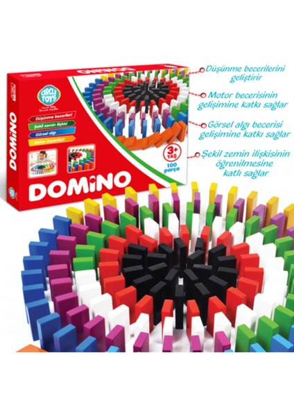 Circle Toys Renkli Ahşap Domino Taşları Çocuklar Için Eğitici Süper Eğlenceli 100 Parça +3 Yaş fiyatları