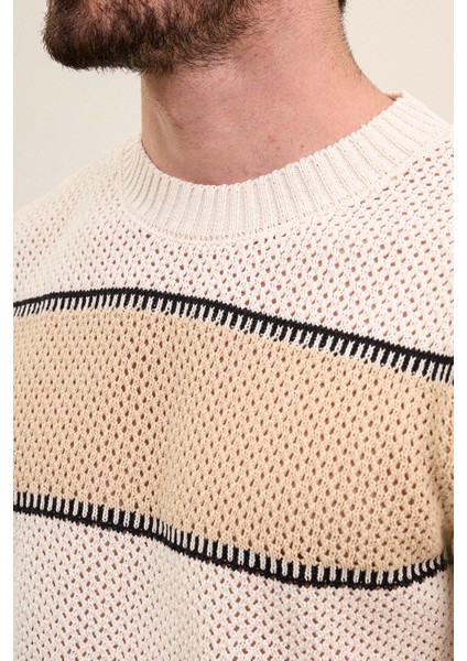 Yatay Çizgili Slim Fit Bisiklet Yaka Erkek Triko T-Shirt fiyatları