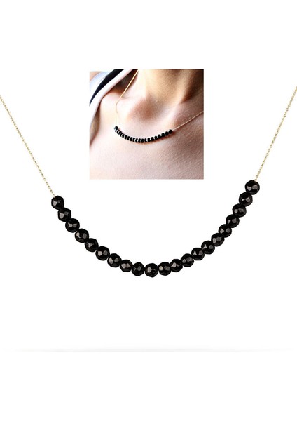 Doğal Onix Taşlı Altın Kolye 77490