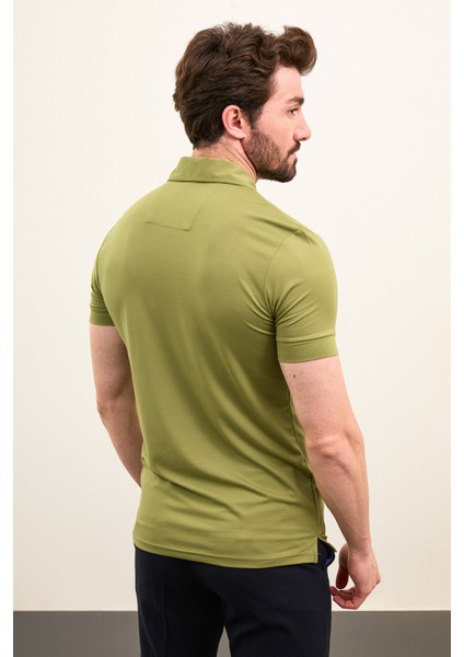 Düz Slim Fit Fermuarlı Polo Yaka Erkek T-Shirt modelleri