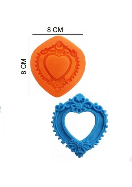 Şeker Hamur Kalıbı Silikon Çerçeve Kalpli 8 x 8 cm