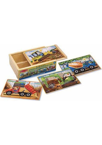 Melissa& Doug Ahşap 12X4 Yapboz Seti - Inşaat Araçları