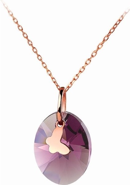 14 Ayar Altın Swarovski Taşlı Kelebek Kolye 72168