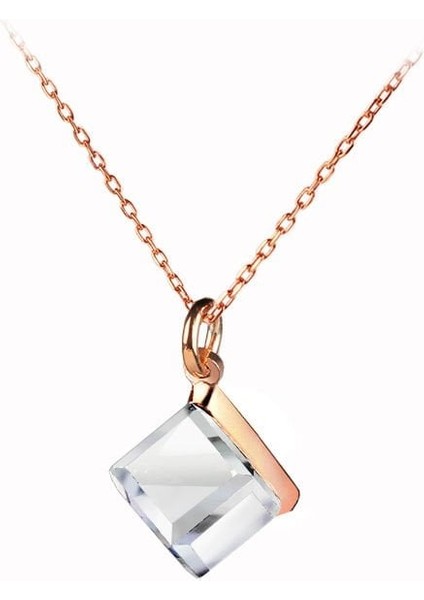 14 Ayar Altın Swarovski Küp Kesim Kolye 72169