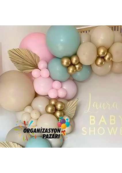 Balon Seti Krom Gold-Kış Yeşili-Makaron Pembe-Deniz Kumu 60 Lı Balon Zinciri Seti fırsatları