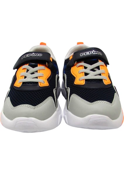 P-1439 Lacivert / Krem Erkek Çocuk Cırtlı Spor Ayakkabı