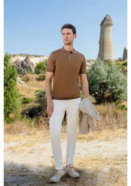 Erkek Trend Polo Yaka Dynamic Fit T-Shirt 18030 Camel