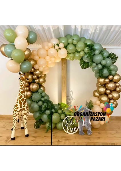 Balon Seti Krom Gold-Kış Yeşili-Okaliptus-Ten Rengi 60 Lı Balon Zinciri Seti