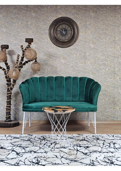 Ikili Beyaz Boyalı Tel Ayak Papatya Çay Seti Koltuk Takımı , Balkon, Salon, Ofis, Cafe Koltuk Takımı