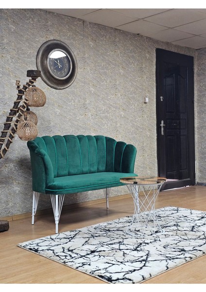 Ikili Beyaz Boyalı Tel Ayak Papatya Çay Seti Koltuk Takımı , Balkon, Salon, Ofis, Cafe Koltuk Takımı