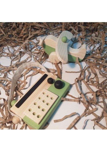 Ahşap Elyapımı Baby Radyo + Baby Uçak Oyuncak Set,montessori Oyuncak,hediyelik Oyuncak,çocuk Oyunca