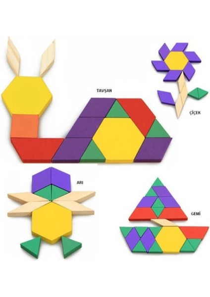 Ahşap 125 Parça Blok Tangram Puzzle indirimleri