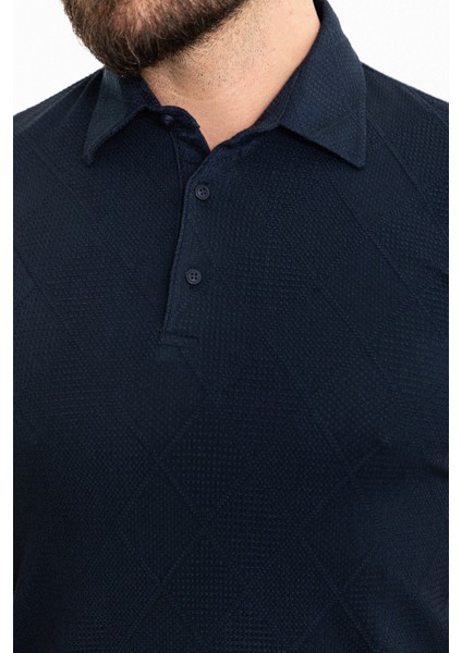Desenli Lacivert Slim Fit Polo Yaka Erkek T-Shirt fiyatları