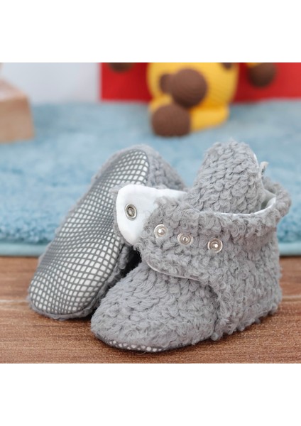 Teddy Bebek Pandufu, Kaydırmaz Taban, Organik Pamuk Astar, Ev Kreş Ayakkabısı, Gri fiyatları
