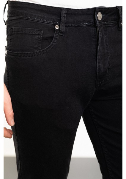 Düz Siyah Slim Fit Erkek Kot Pantolon