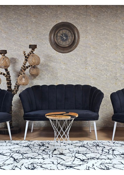 Papatya Çay Seti Koltuk Takımı Beyaz Boyalı Sivriltme Ayak, Balkon, Salon, Ofis, Cafe Koltuk Takımı